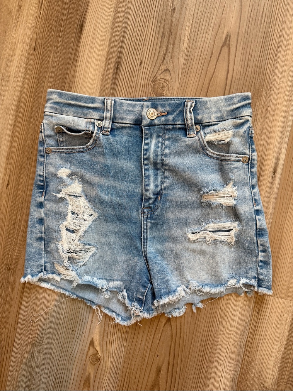 American Eagle Women's Distressed Denim Jean Shorts in Blue Size 0